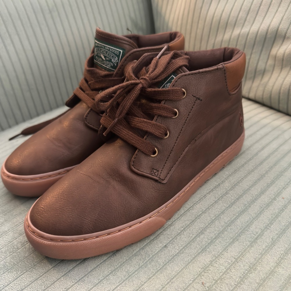 Polo Ralph Lauren Wyse Chukka Sneakers Boys Big Kid 5.5 Brown Gum Sole Preppy
